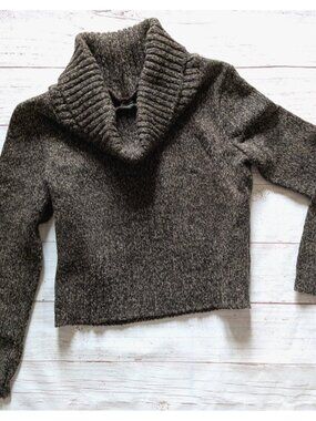 Vintage Ë Women 2 Piece Maxi Skirt Suit Wool Cropp Chunky Knit Cowl Neck Size M